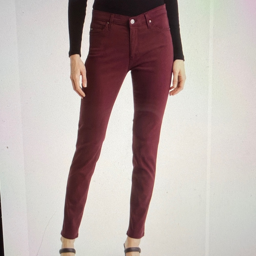 AG Prima Cigarette Leg Burgundy Skinny Jeans